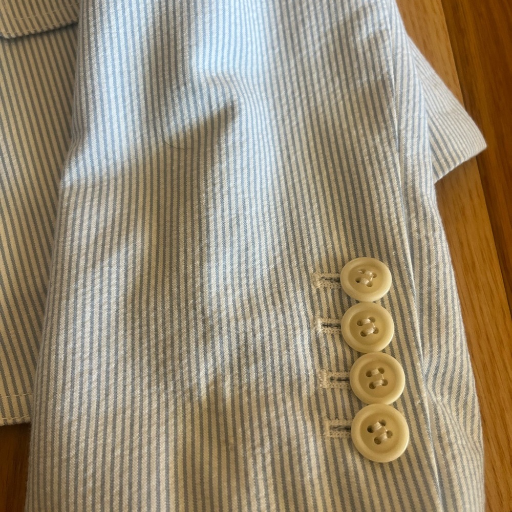 Jcrew Size 12 Blue Seersucker Blazer - Picture 4 of 9